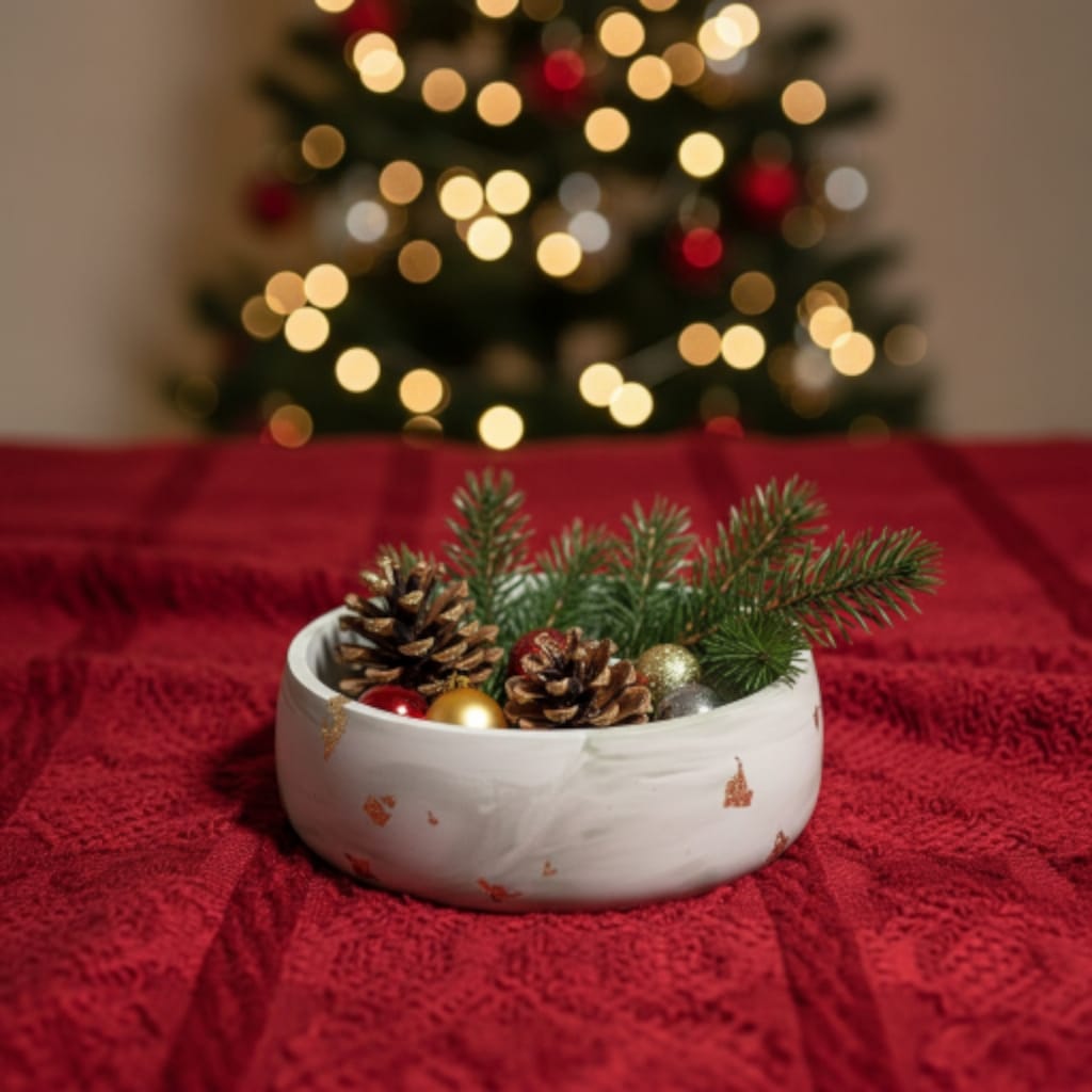 Ciotola rotonda in gesso effetto marmo verde