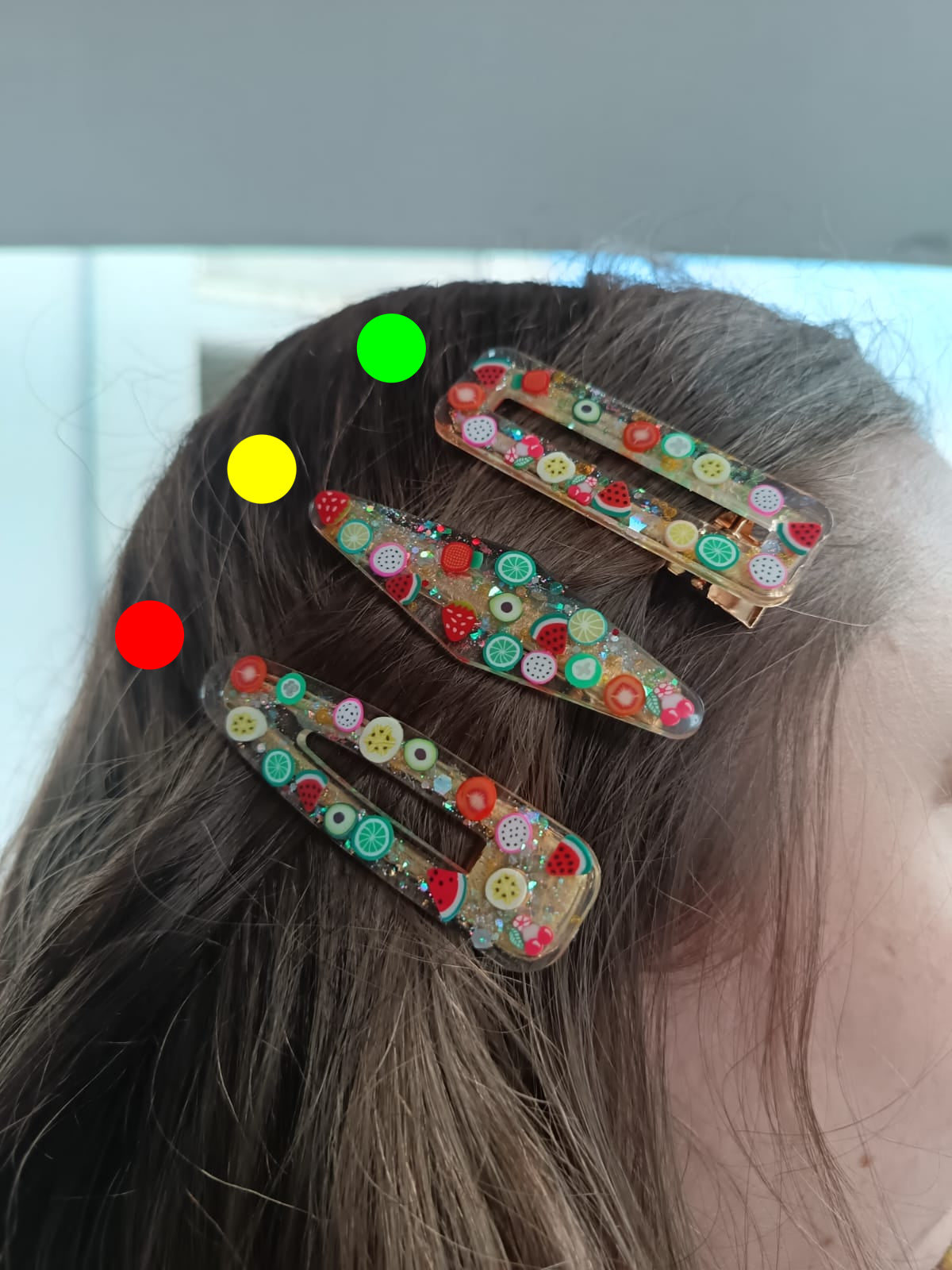 Mollette a coccodrillo Frutta in resina con decorazioni colorate - accessori capelli artigianali