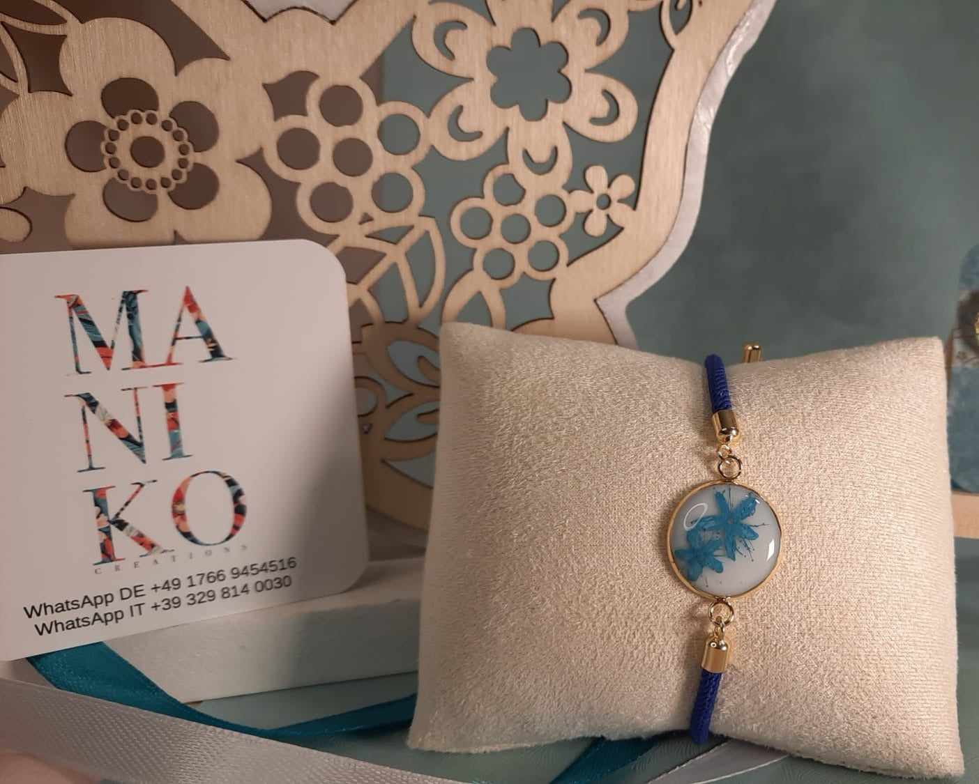 Mini Set Note di Alyssum bracciale cordoncino azzurro