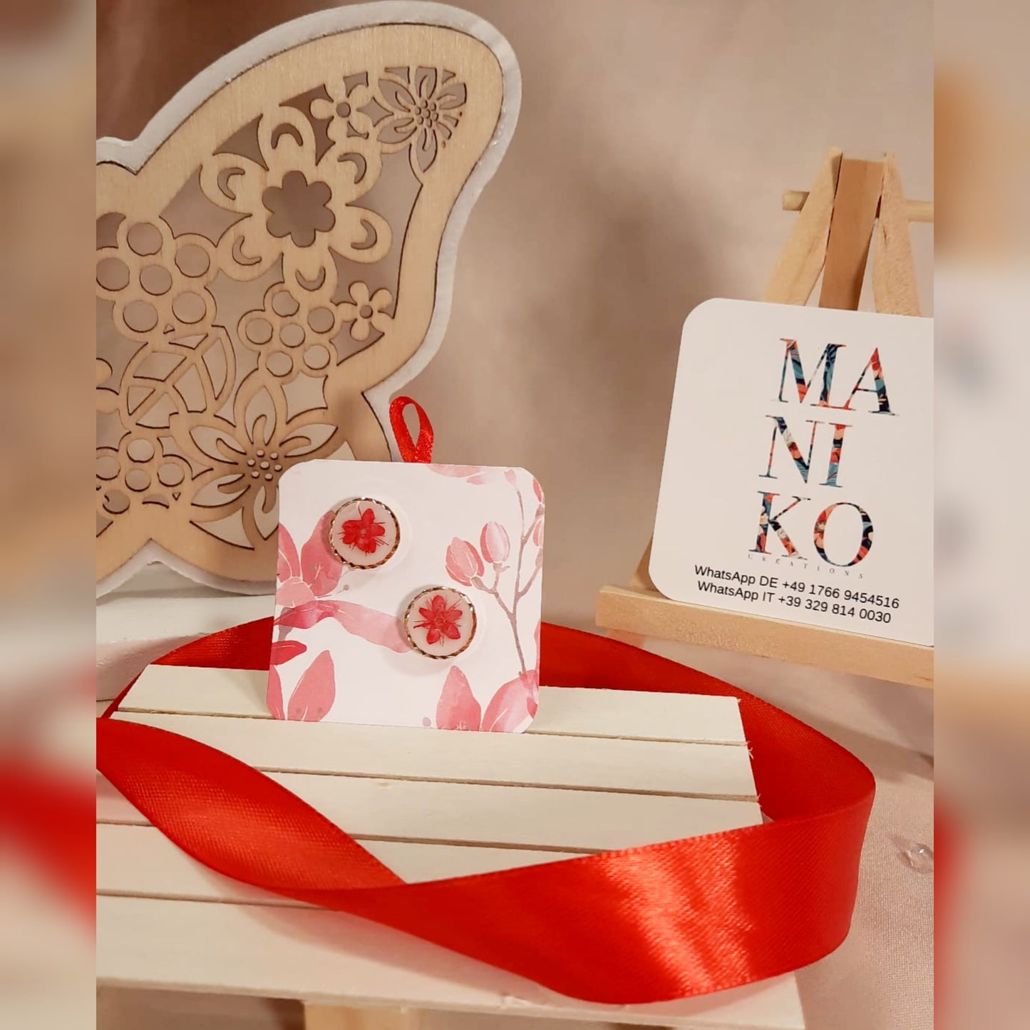Mini Set Note di Alyssum orecchini rosso