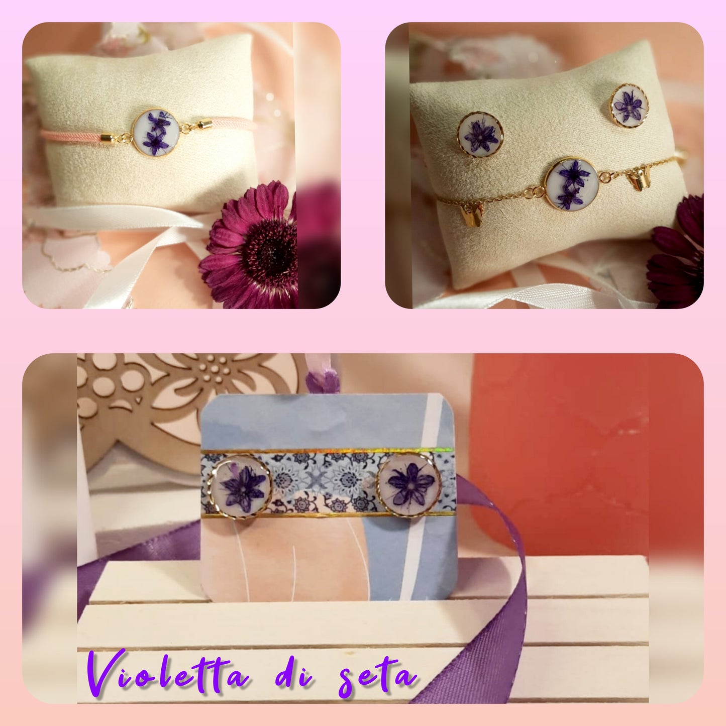 Set coordinato Note di Alyssum Violetta di seta
