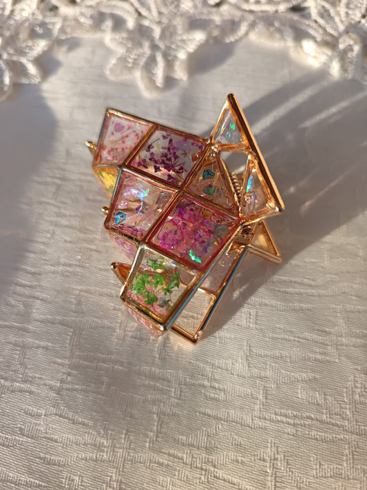 Clip per capelli Geometrie in fiore dal design moderno con riflessi
